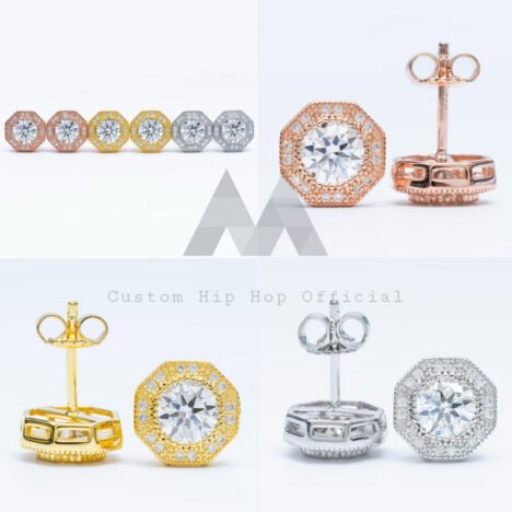 VVS Moissanite Iced Out Earrings for Men, Hip Hop Jewelry, Diamond Tester Pass