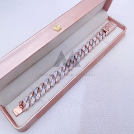 16MM Rose Gold Two-Tone Cuban Bracelet with Custom Name Lock - Image 2