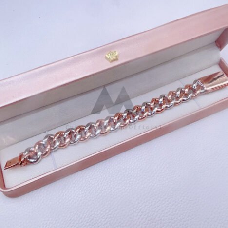 16MM Rose Gold Two-Tone Cuban Bracelet with Custom Name Lock - Image 3