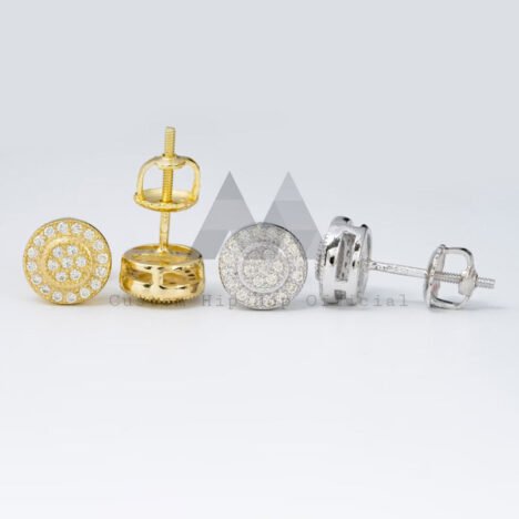Round Disc Hip Hop Earrings Iced Out VVS Moissanite