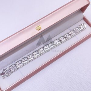 Iced Out VVS Moissanite Baguette Tennis Bracelet, 925 Silver Hip Hop Jewelry - Image 2