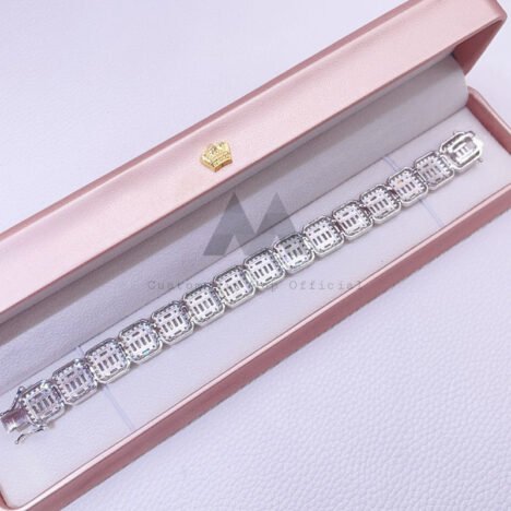 Iced Out VVS Moissanite Baguette Tennis Bracelet, 925 Silver Hip Hop Jewelry - Image 2