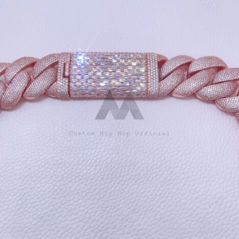 28MM Miami Cuban Chain in Rose Gold with Moissanite - Hip Hop Jewelry - Image 3