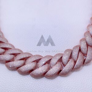 28MM Miami Cuban Chain in Rose Gold with Moissanite - Hip Hop Jewelry - Image 4