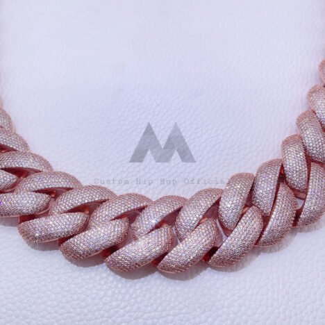 28MM Miami Cuban Chain in Rose Gold with Moissanite - Hip Hop Jewelry - Image 4