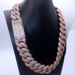 28MM Miami Cuban Chain in Rose Gold with Moissanite - Hip Hop Jewelry