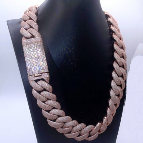 28MM Miami Cuban Chain in Rose Gold with Moissanite - Hip Hop Jewelry