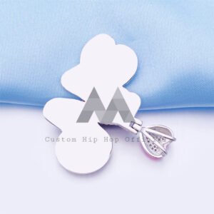 VVS Moissanite Diamonds Cute Pink Bail VIC Name Pendant Rose Gold 2 Tone Women Pendant - Image 2