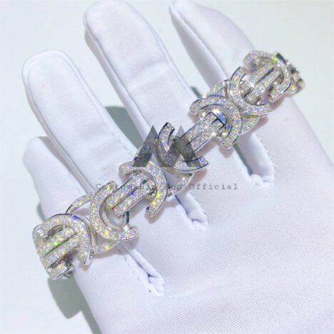 VVS Moissanite Diamond Silver 925 15MM Iced Out Byzantine Link Bracelet - Image 4