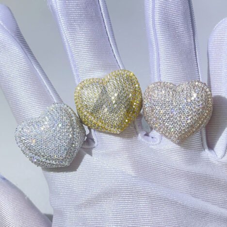 Men's Iced Out Heart-Shaped Ring, VVS Moissanite, 925 Silver Hip Hop Jewelry - Image 4
