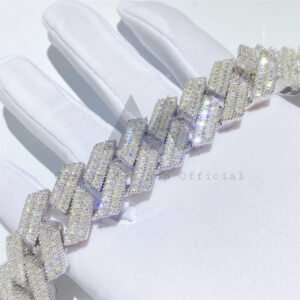20MM Iced Out Sterling Silver Moissanite Cuban Bracelet, Luxury Hip Hop Jewelry - Image 2