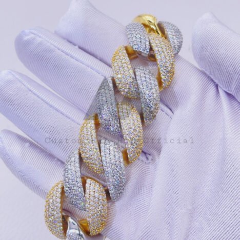 23MM Thick Heavy Solid Cuban Bracelet in Yellow Gold Tone with VVS Moissanite - Hip Hop Jewelry - Image 2