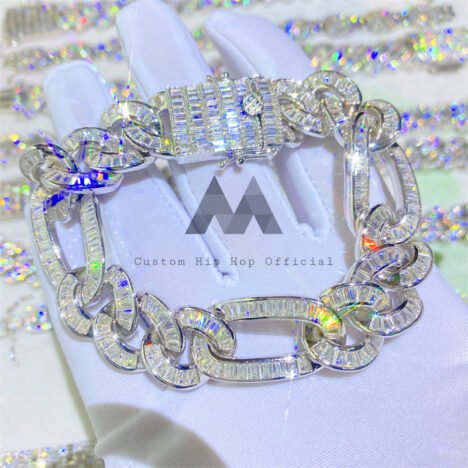 Men's Iced Out Moissanite Diamond Figaro Bracelet | Hip Hop Fashion Jewelry