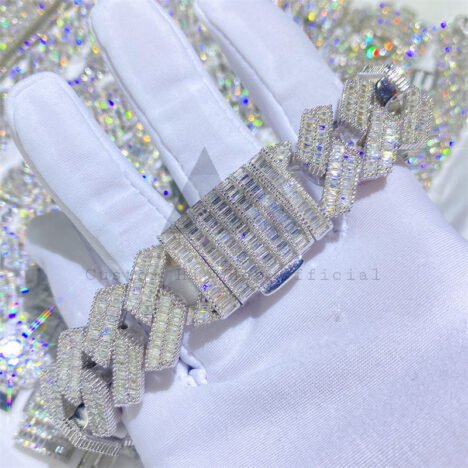 20MM Iced Out Sterling Silver Moissanite Cuban Bracelet, Luxury Hip Hop Jewelry