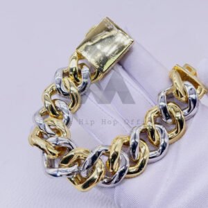23MM Thick Heavy Solid Cuban Bracelet in Yellow Gold Tone with VVS Moissanite - Hip Hop Jewelry - Image 3