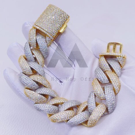 23MM Thick Heavy Solid Cuban Bracelet in Yellow Gold Tone with VVS Moissanite - Hip Hop Jewelry - Image 5