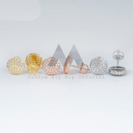 VVS Moissanite Iced Out Earrings, Round Hip Hop Jewelry for Men