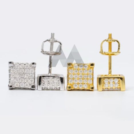 VVS Moissanite Diamond Square Earrings - Iced Out Hip Hop Jewelry