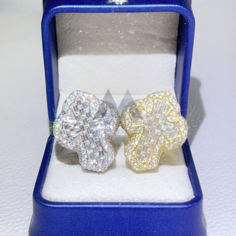 Baguette Cross Finger Ring with VVS Moissanite Diamond Iced Out - Image 2