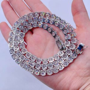 6.5MM VVS Moissanite Tennis Chain in White Gold Plated Silver 925 - Hip Hop Jewelry - Image 2