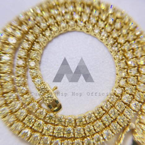 3MM 4MM Yellow Gold Plated 925 Silver Moissanite Tennis Chain - Image 3