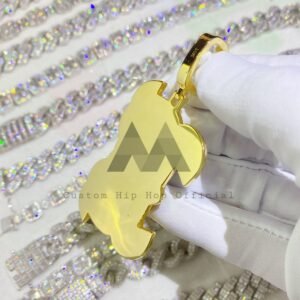 Custom E Initial Iced Out Pendant VVS Moissanite Baguette & Round Hip Hop Jewelry - Image 2