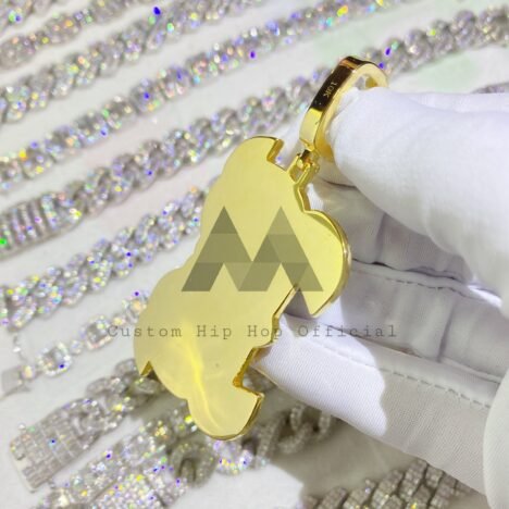 Custom E Initial Iced Out Pendant VVS Moissanite Baguette & Round Hip Hop Jewelry - Image 2