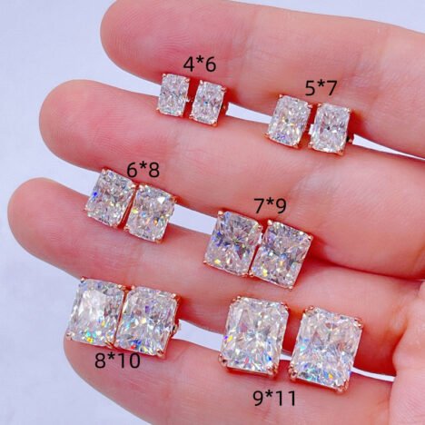VVS Moissanite Diamond Stud Earrings, Rose Gold, Screw Back, Hip Hop Style
