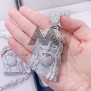 Iced Out Moissanite Diamond Jesus Pendant - Rose Gold 2 Tone Hip Hop Jewelry