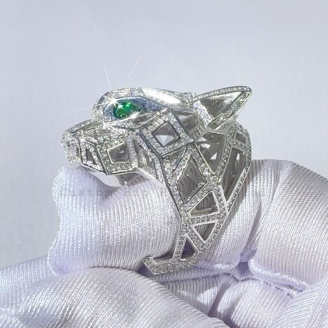 Men's Iced Out Leopard Head Ring with VVS Moissanite - Hip Hop Fashion Jewelry