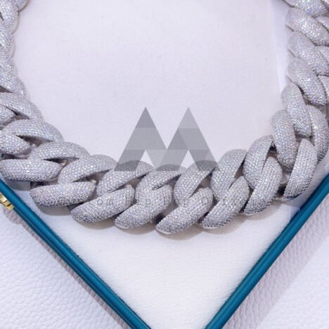 28MM Moissanite Cuban Chain with Baguette Cut Clasp Solid 925 Silver - Image 5