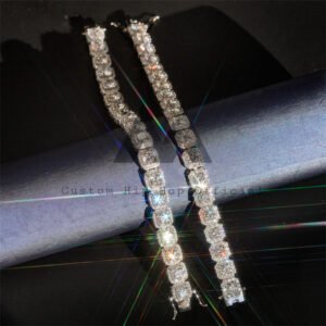 10MM Width Iced Out Halo Style Moissanite Cluster Tennis Bracelet 925 Silver - Image 2