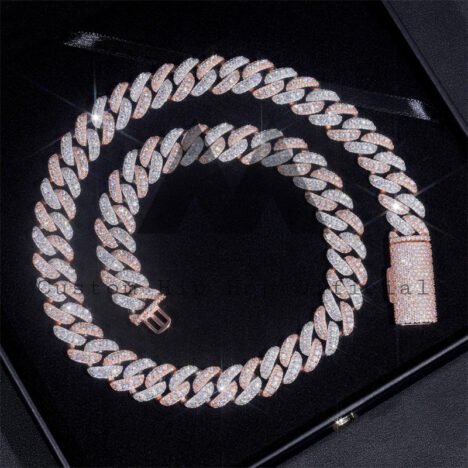 Sterling Silver Iced Out 15MM Three Rows Cuban Link Chain Moissanite Diamond Hip Hop Jewelry - Image 3