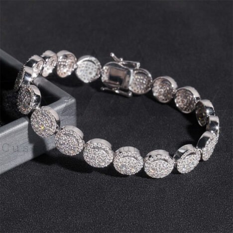 10MM Iced Out Moissanite Silver Bracelet | 925 Sterling Hip Hop Jewelry - Image 2