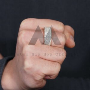 Iced Out Flower Setting 10K Solid Gold VS Diamond Eternity Ring For Men - Image 2