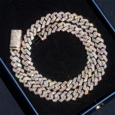 10MM Solid Rose Gold Cuban Link Chain 10K VVS Moissanite Hip Hop Jewelry - Image 4