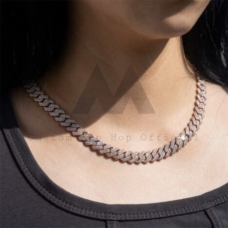 10MM Solid Rose Gold Cuban Link Chain 10K VVS Moissanite Hip Hop Jewelry - Image 5