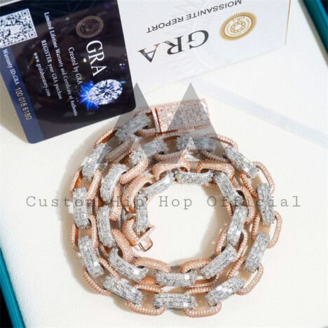 VVS Moissanite Iced Out Hip Hop Chain | Baguette Cut Unisex Jewelry - Image 2