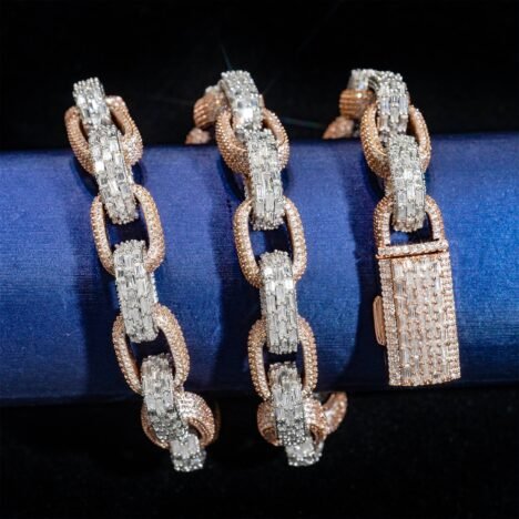 VVS Moissanite Iced Out Hip Hop Chain | Baguette Cut Unisex Jewelry - Image 3