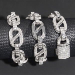 925 Silver 18MM Iced Out VVS Moissanite Box Link Chain - Hip Hop Jewelry - Image 4