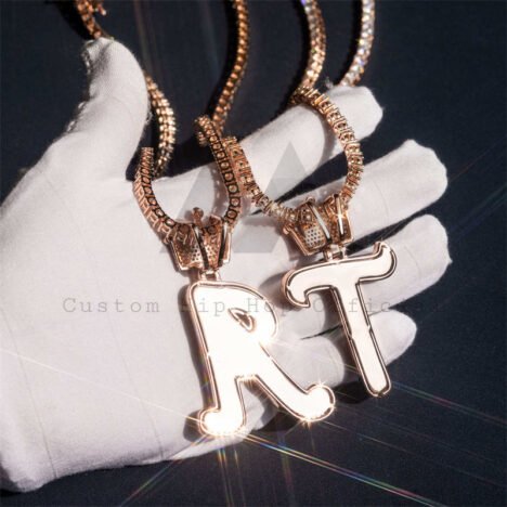Rose Gold Moissanite Iced Out Pendant with Crown Bail - Hip Hop Chain - Image 2