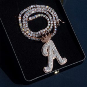 Rose Gold Moissanite Iced Out Pendant with Crown Bail - Hip Hop Chain - Image 3
