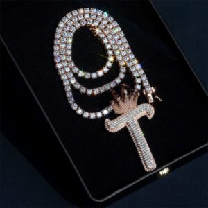 Rose Gold Moissanite Iced Out Pendant with Crown Bail - Hip Hop Chain - Image 4