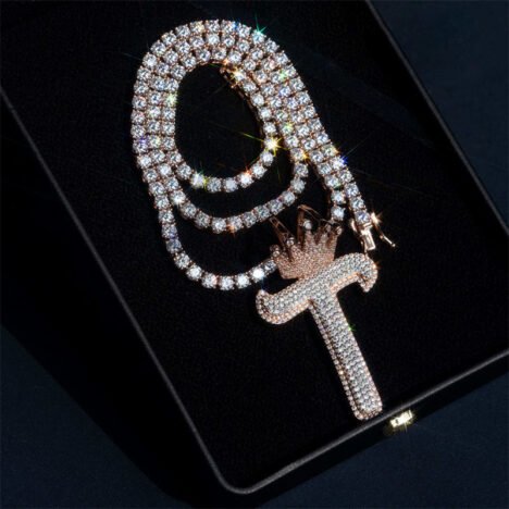 Rose Gold Moissanite Iced Out Pendant with Crown Bail - Hip Hop Chain - Image 4