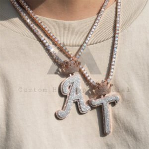 Rose Gold Moissanite Iced Out Pendant with Crown Bail - Hip Hop Chain - Image 5