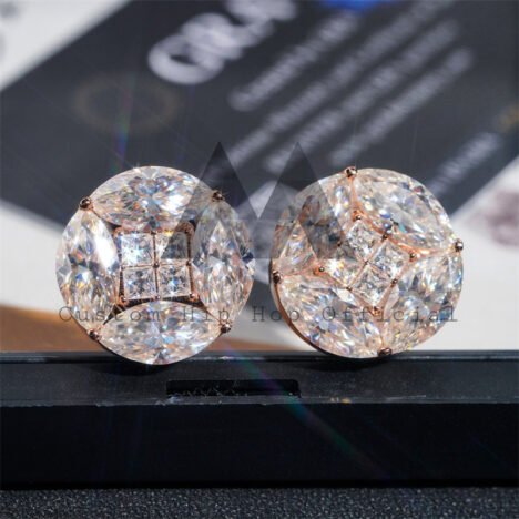 Luxury 18MM Moissanite Diamond Flower Earrings, VVS Clarity, Screw Back