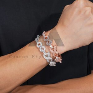 Men's 13MM Iced Out Moissanite Diamond Infinity Link Bracelet with Wing Charm - Image 6