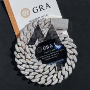 Rapper Jewelry 13MM 15MM 18MM 20MM 22MM Moissanite Cuban Link Chain Three Stone Design - Image 2