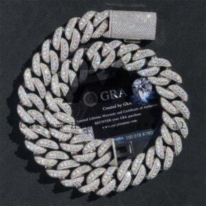 Rapper Jewelry 13MM 15MM 18MM 20MM 22MM Moissanite Cuban Link Chain Three Stone Design