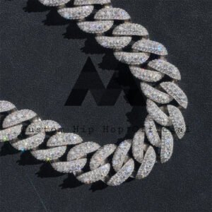 Rapper Jewelry 13MM 15MM 18MM 20MM 22MM Moissanite Cuban Link Chain Three Stone Design - Image 5
